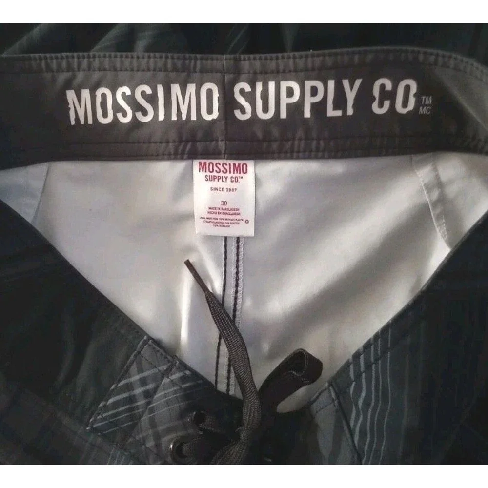 Mossimo Supply Co Black Plaid Swim Trunks Board Shorts sz 30 Mens Swimwear